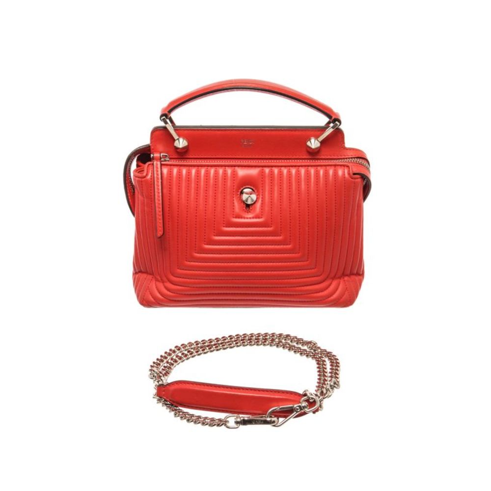 Fendi Red Leather Dotcom Click Top Shoulder Bag
